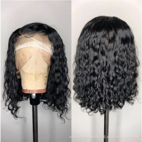Raw Peruvian Virgin Human Hair Lace Frontal Wig For Black Women colored deep curly short bob human hair wigs